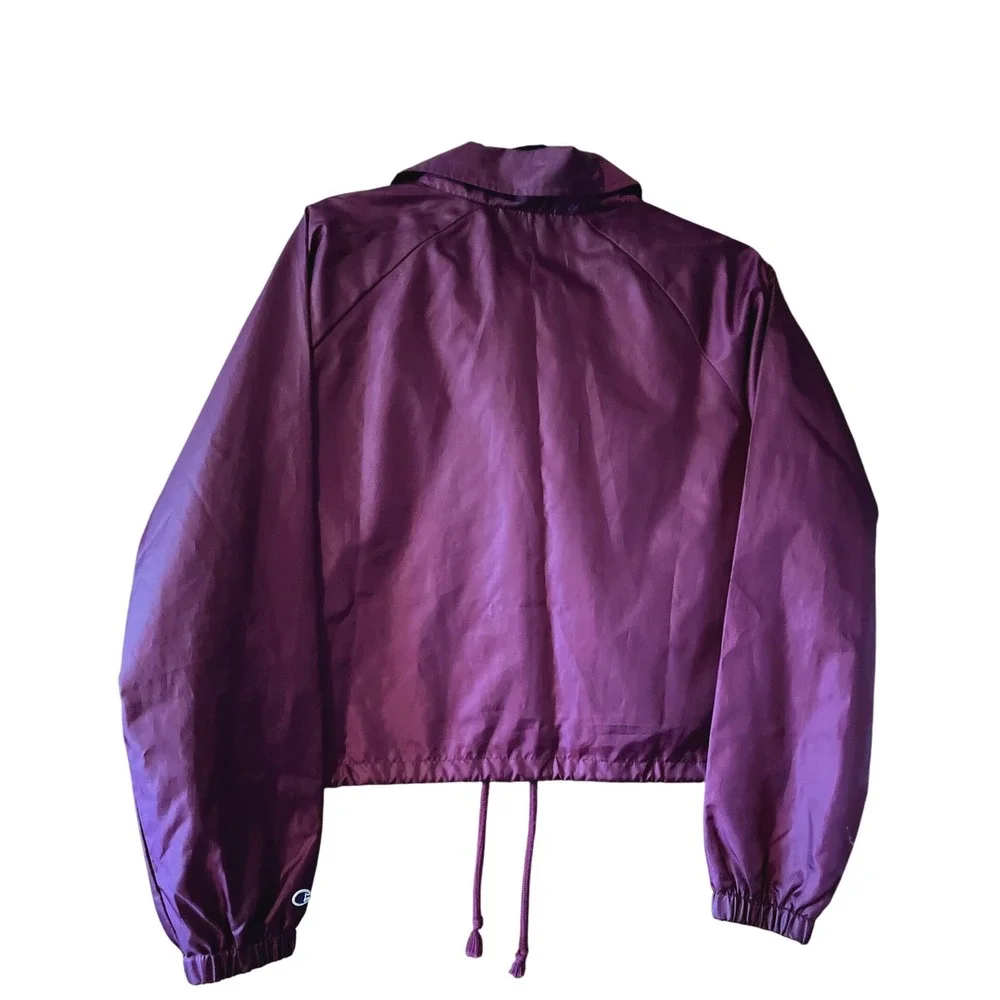 Champion Womens Coaches‎ Jacket Burgundy Snap Front Logo Size Small